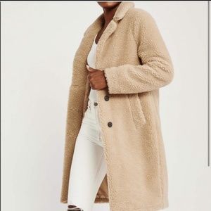 Abercrombie & Fitch Tan Sherpa Teddy Coat